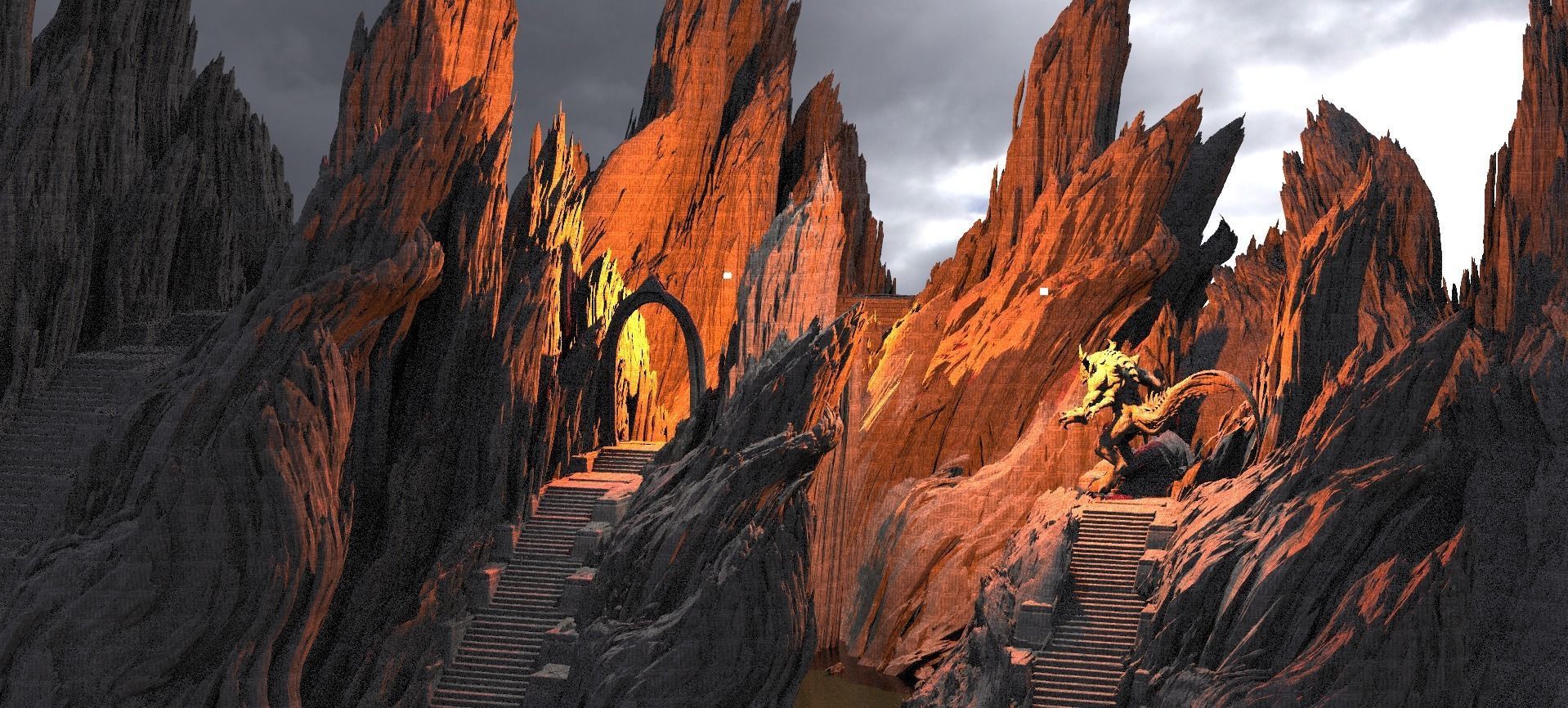 Dantes Underworld Staircase Tunnels Kit bash 3D model_3