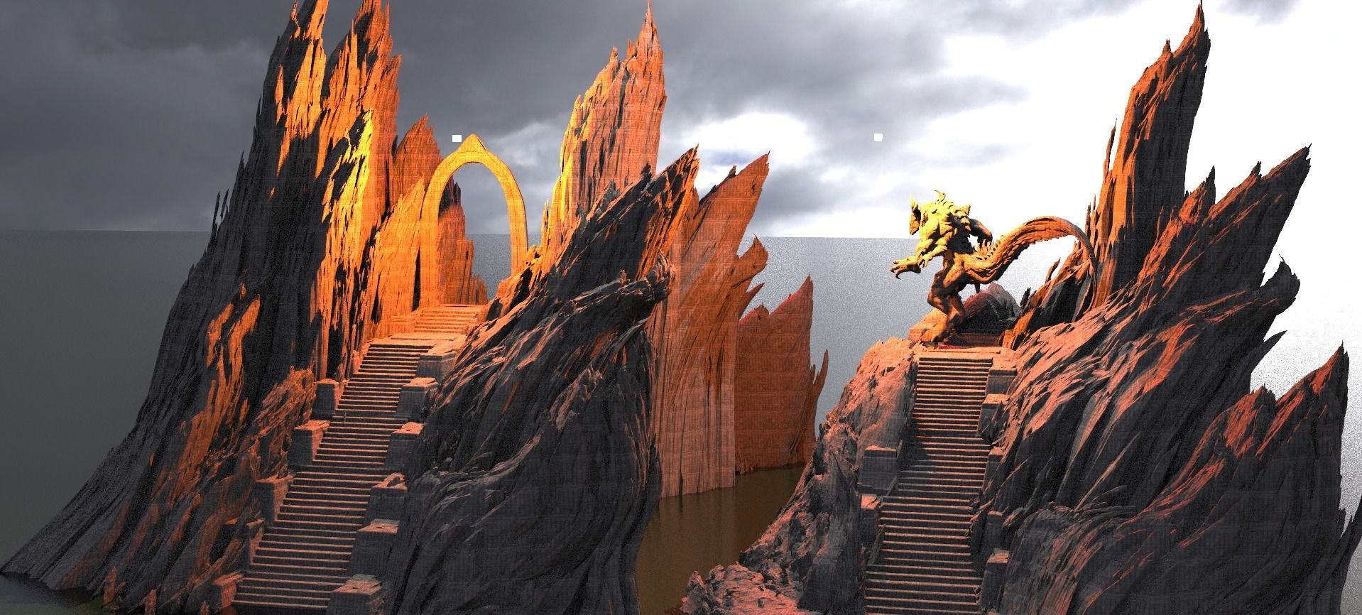 Dantes Underworld Staircase Tunnels Kit bash 3D model_2