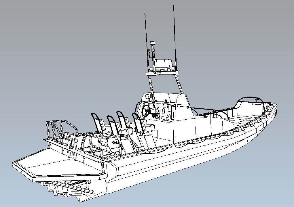 Search and rescue boat FRC903 Low-poly 3D model_1