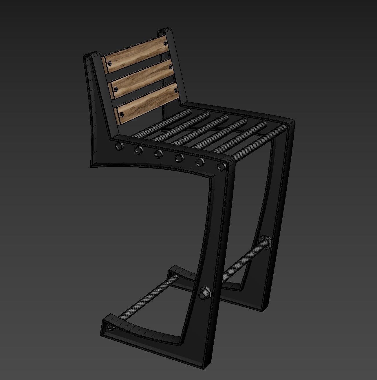 Bar chair loft 3D model_1