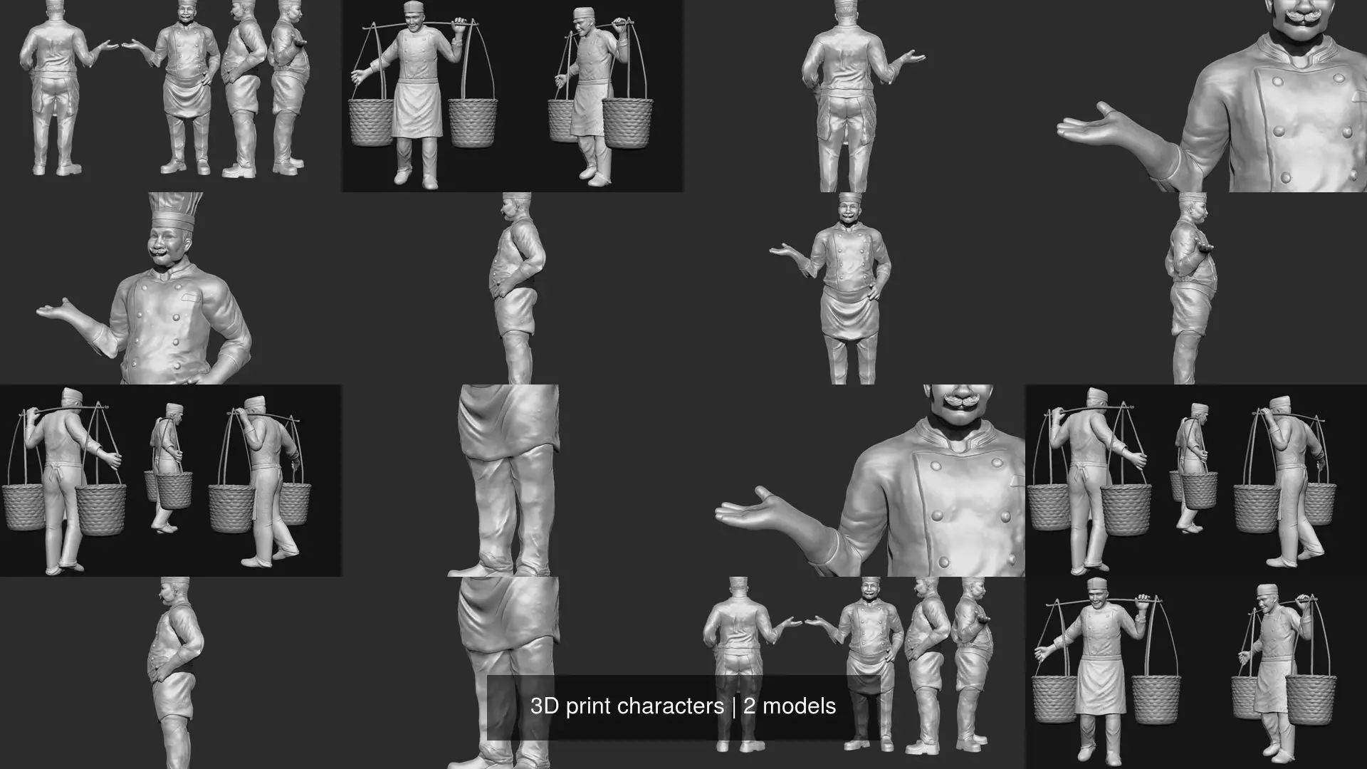 3D print characters man in poses 3D Model Collection_0