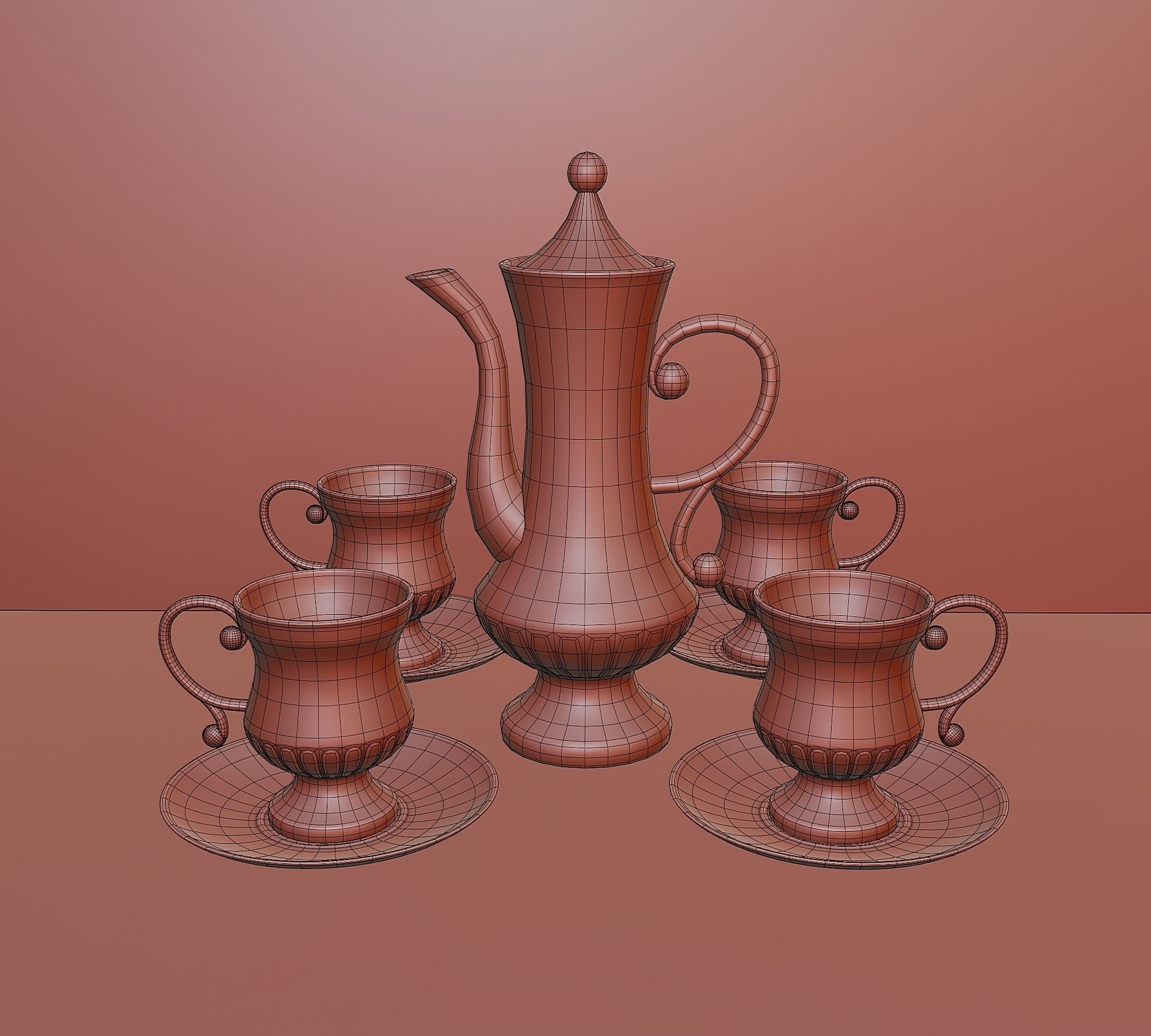Halloween black coffee set 3D model_6