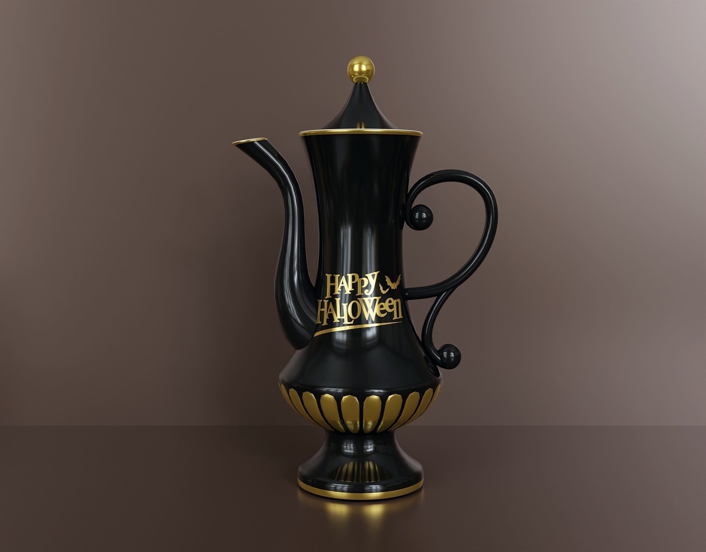 Halloween black coffee set 3D model_2