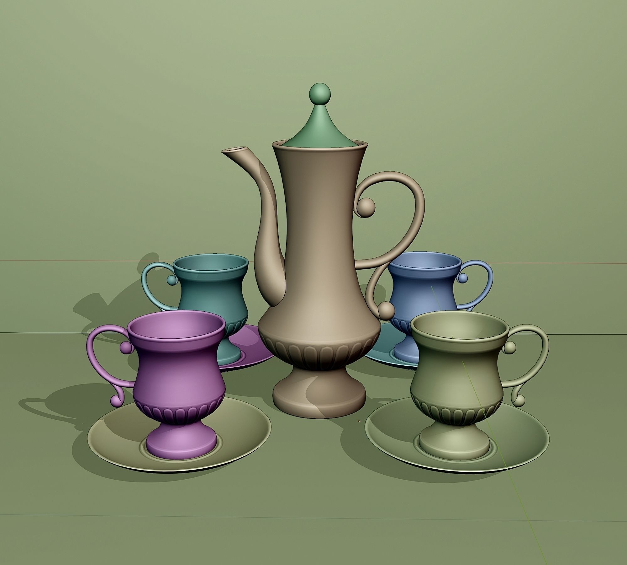 Halloween black coffee set 3D model_5