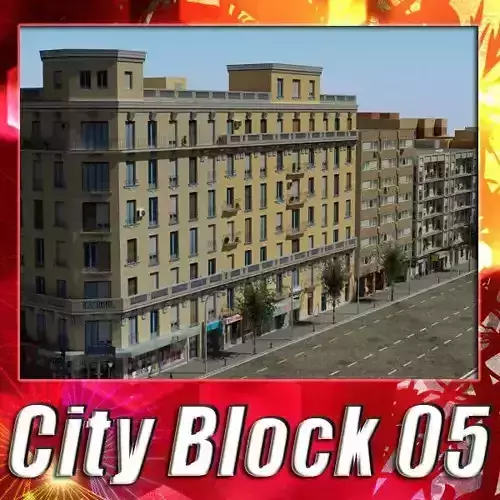 City Block Low-poly 3D model
