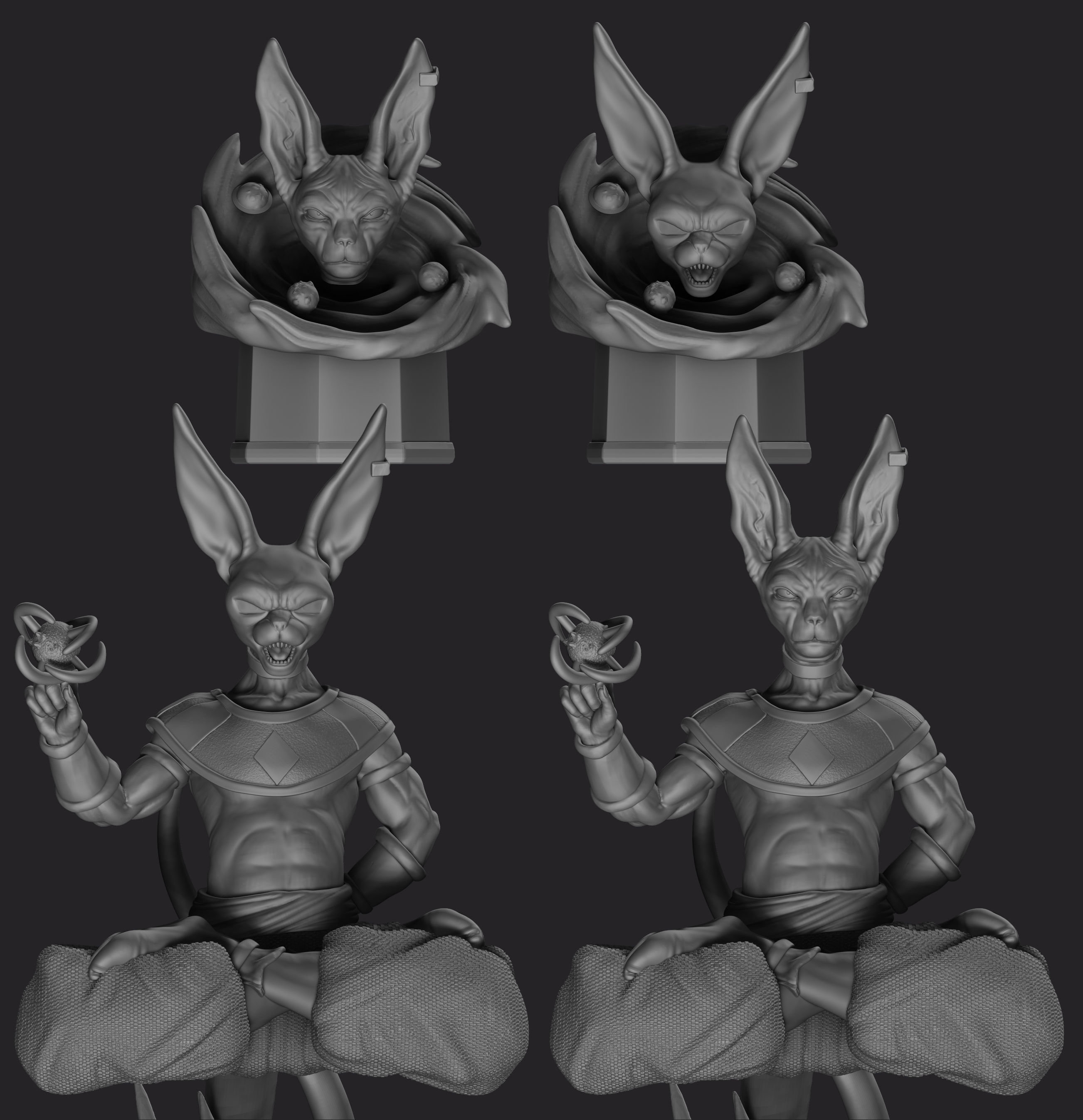 Beerus dragon ball statue with lights 3D model 3D printable | CGTrader