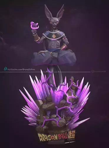 Beerus dragon ball statue with lights 3D print model