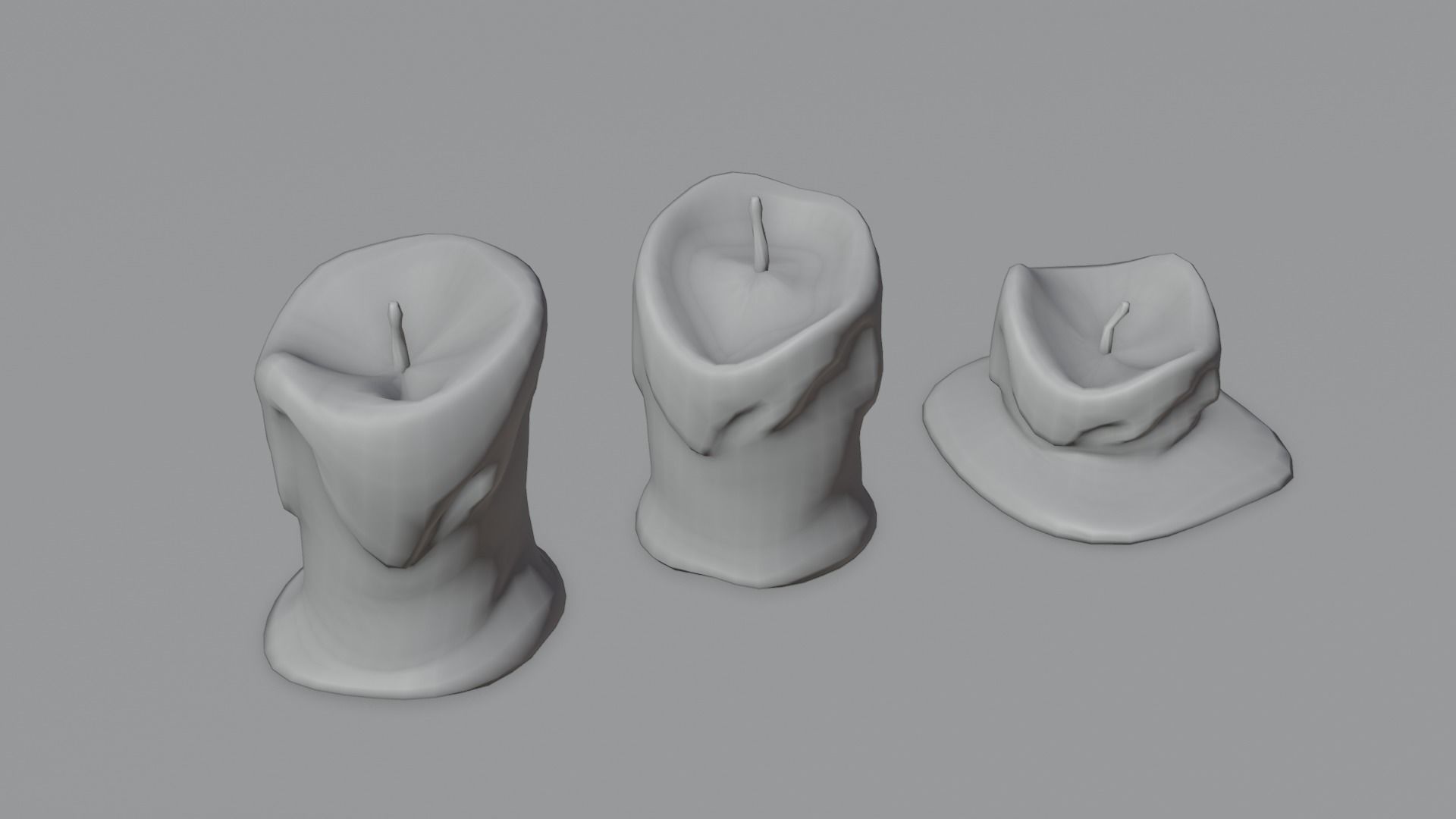 Wax Candles Set 4K and 2K Textures Low-poly 3D model_5