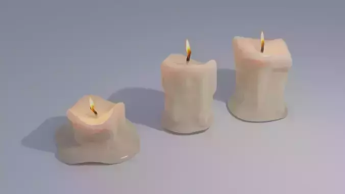 Wax Candles Set 4K and 2K Textures Low-poly 3D model
