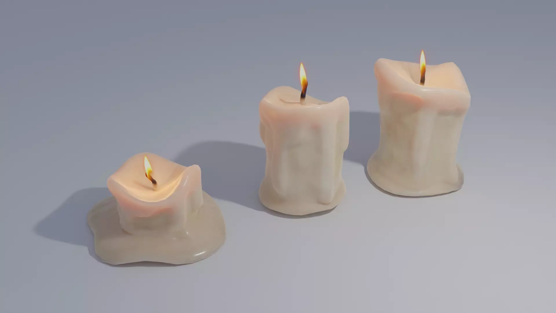 Wax Candles Set 4K and 2K Textures Low-poly 3D model_0