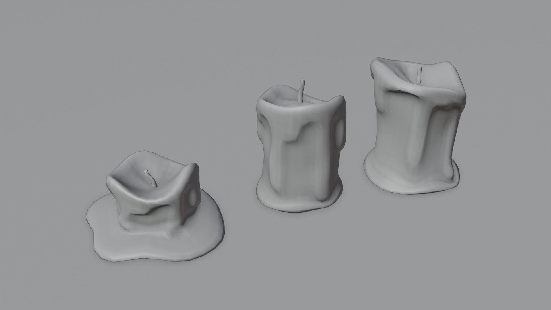 Wax Candles Set 4K and 2K Textures Low-poly 3D model_2