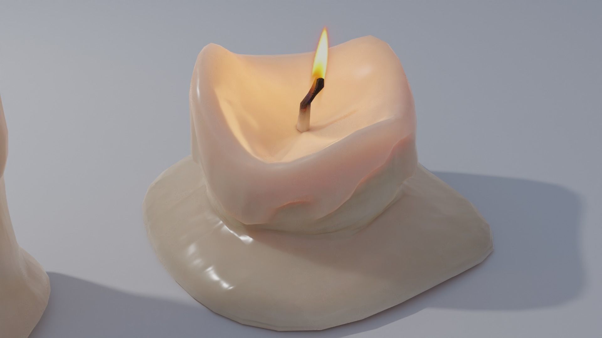 Wax Candles Set 4K and 2K Textures Low-poly 3D model_6