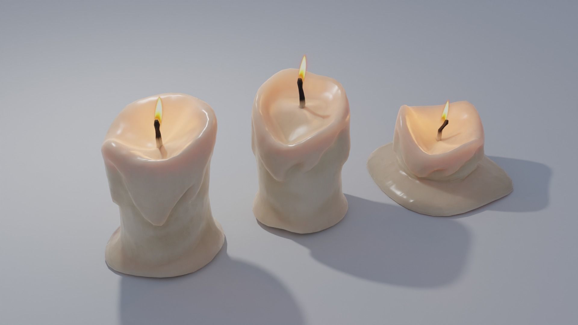 Wax Candles Set 4K and 2K Textures Low-poly 3D model_3