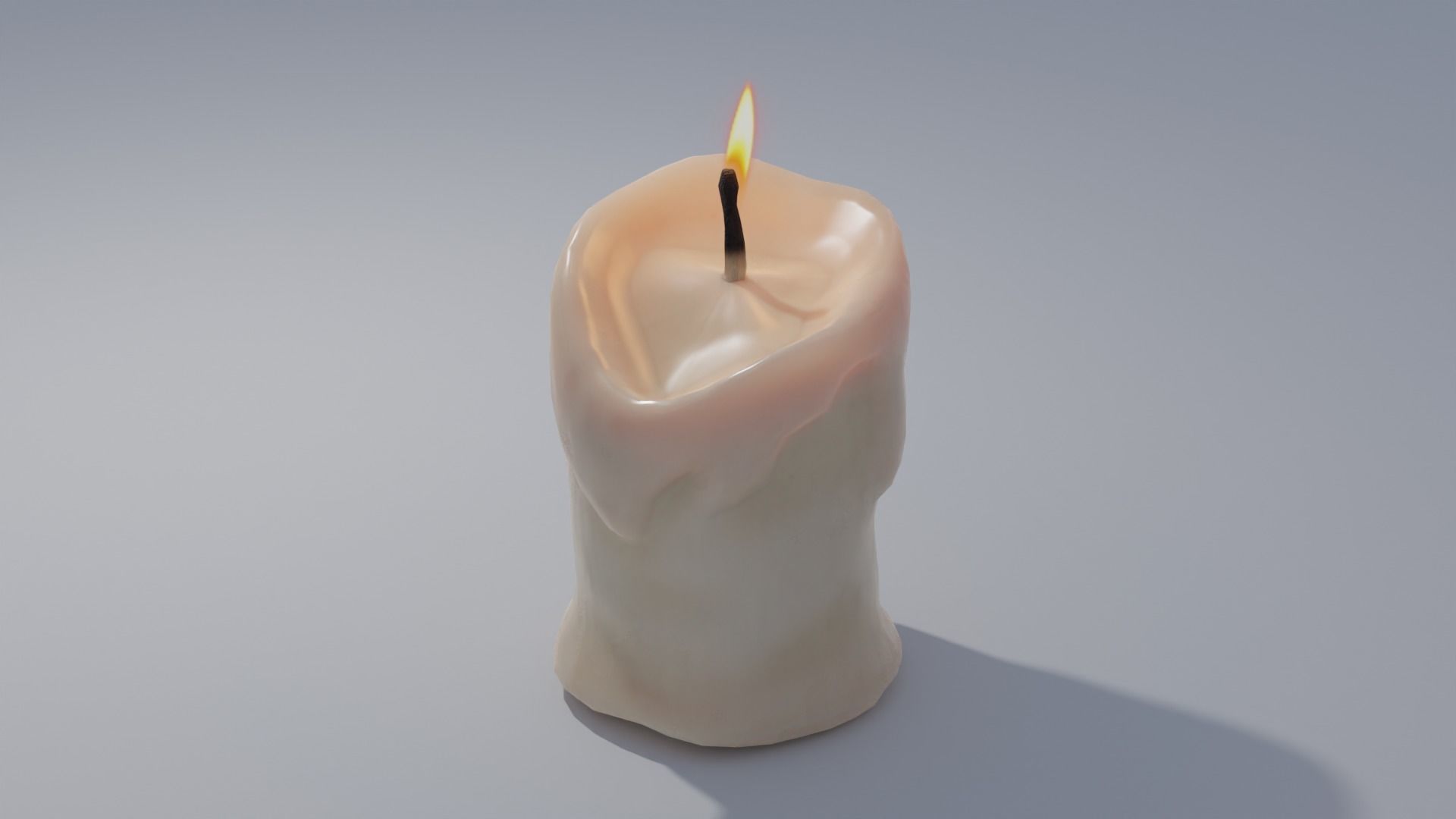 Wax Candles Set 4K and 2K Textures Low-poly 3D model_7