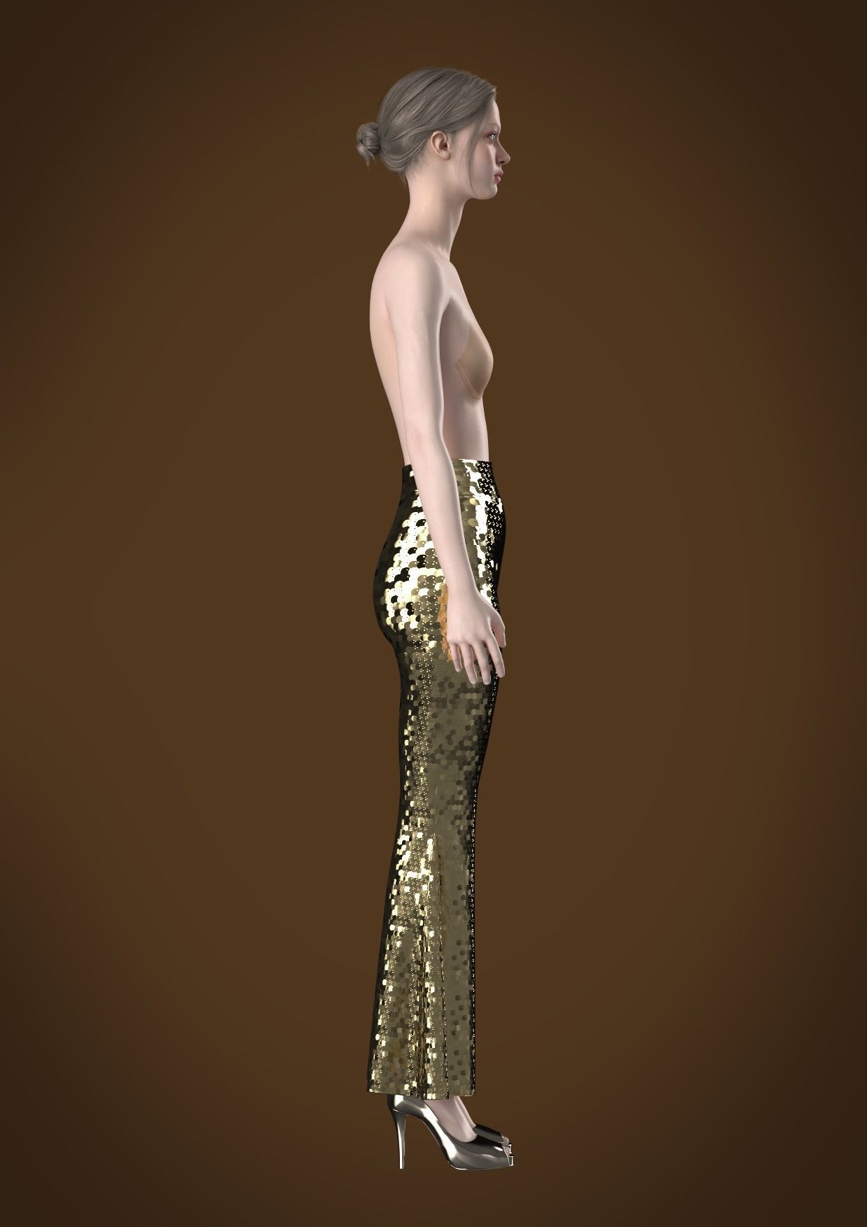 Sequin flares women Clo3D Marvelous 3D model_6