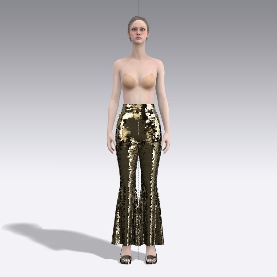 Sequin flares women Clo3D Marvelous 3D model_9