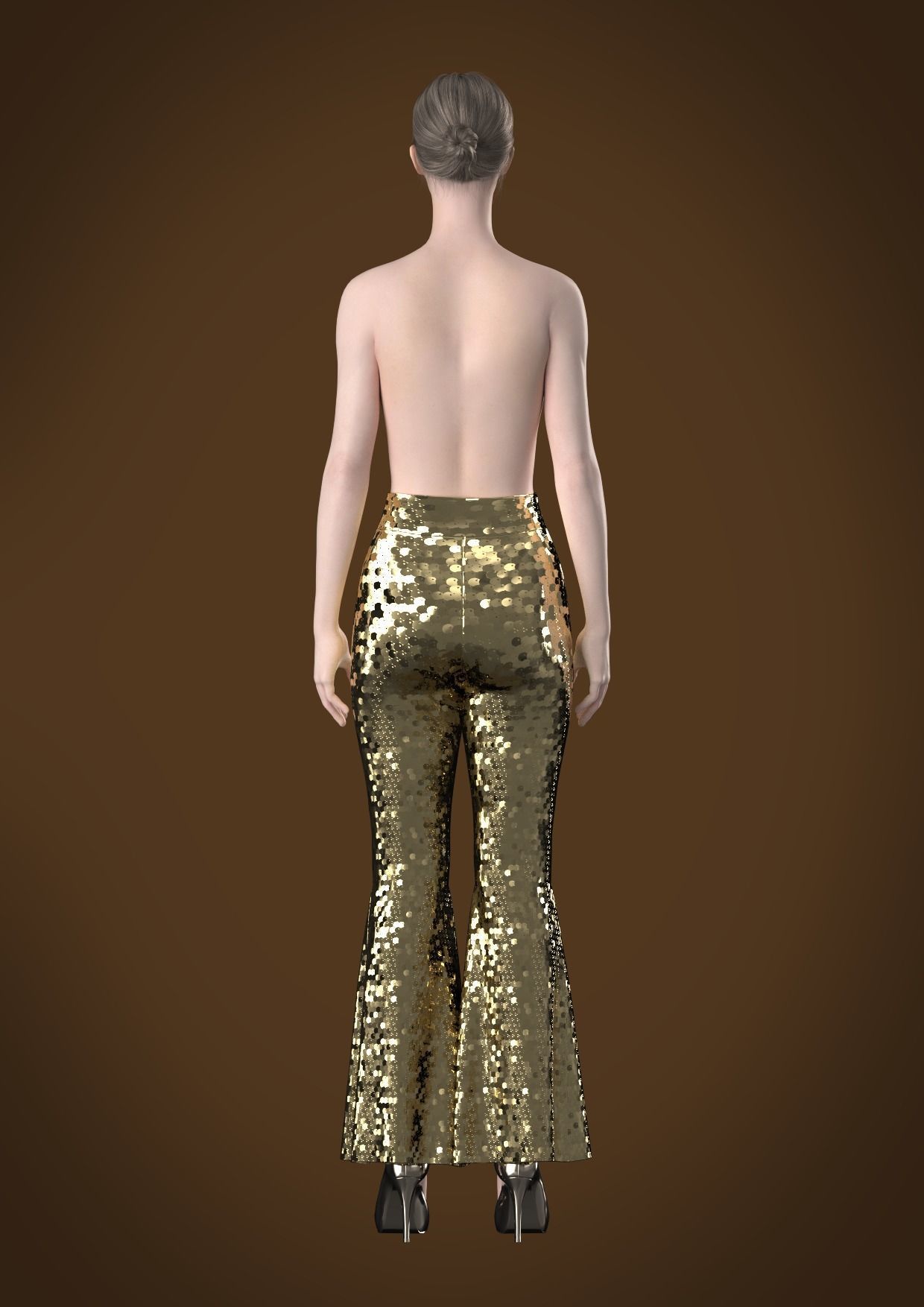 Sequin flares women Clo3D Marvelous 3D model_8