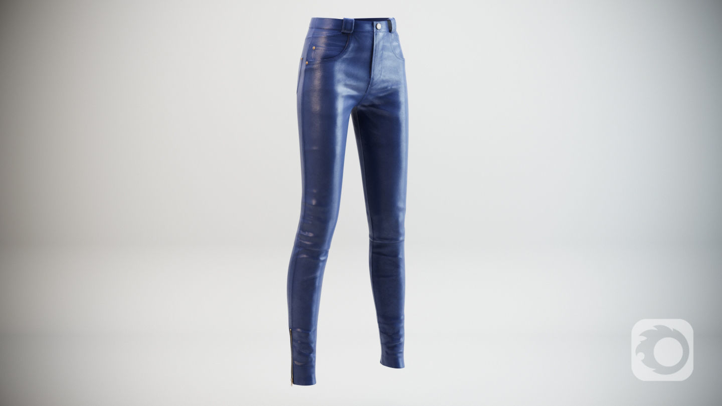 Female Leather Pants Low-poly 3D model_2