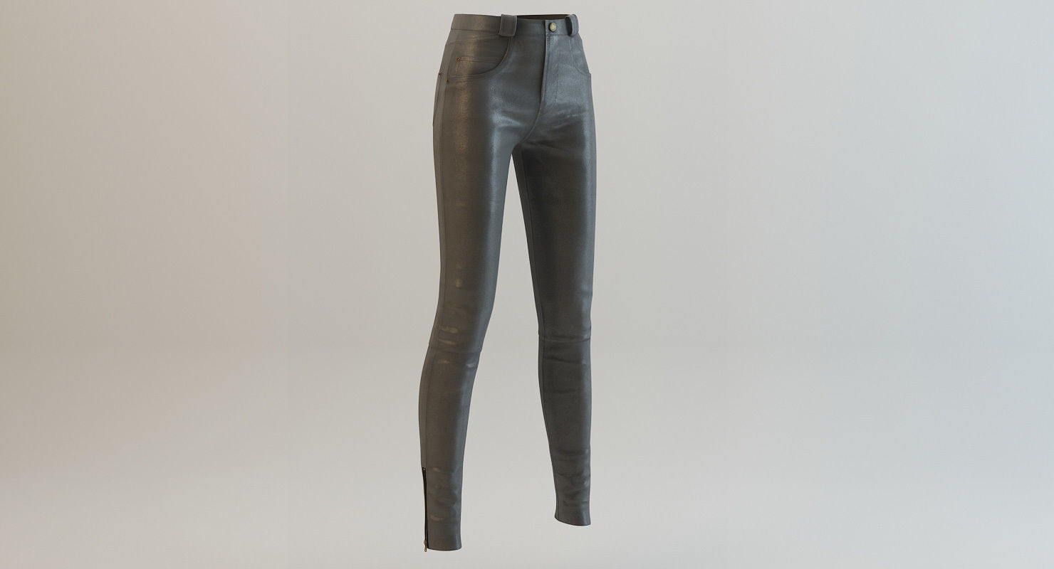 Female Leather Pants Low-poly 3D model_14