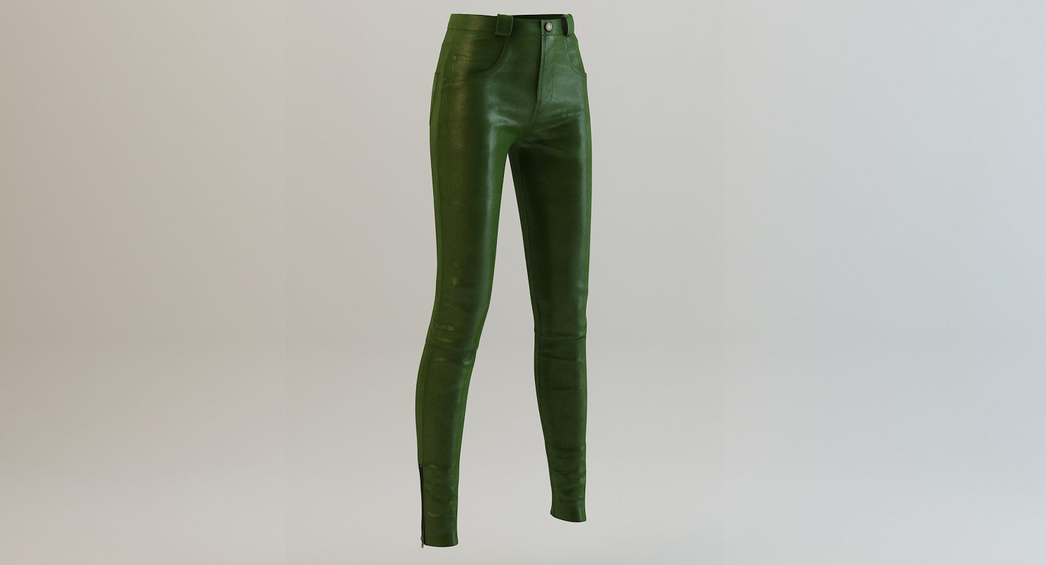 Female Leather Pants Low-poly 3D model_13