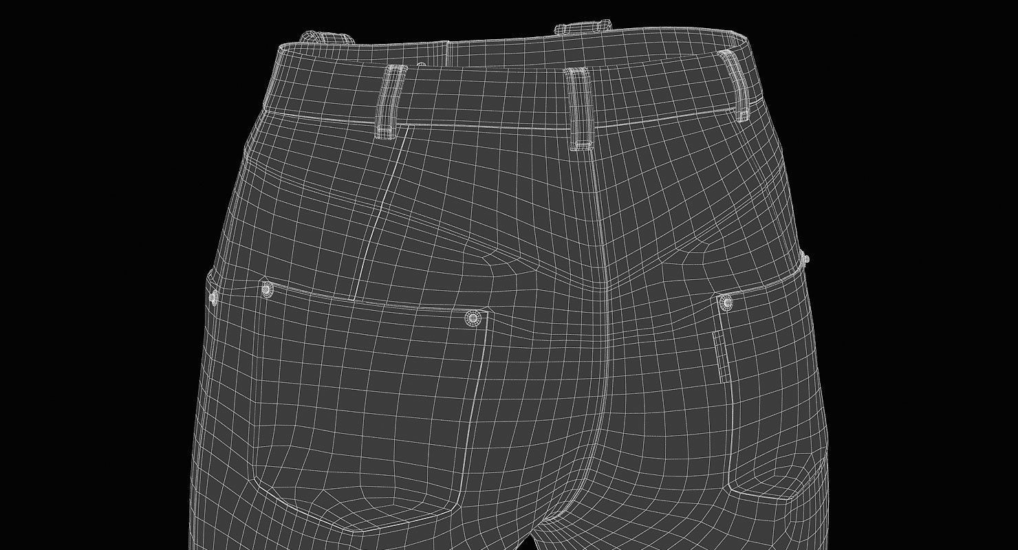 Female Leather Pants Low-poly 3D model_22