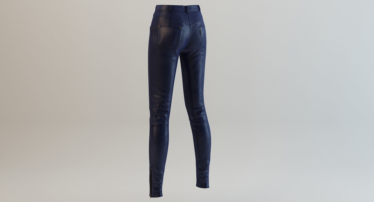 Female Leather Pants Low-poly 3D model_4