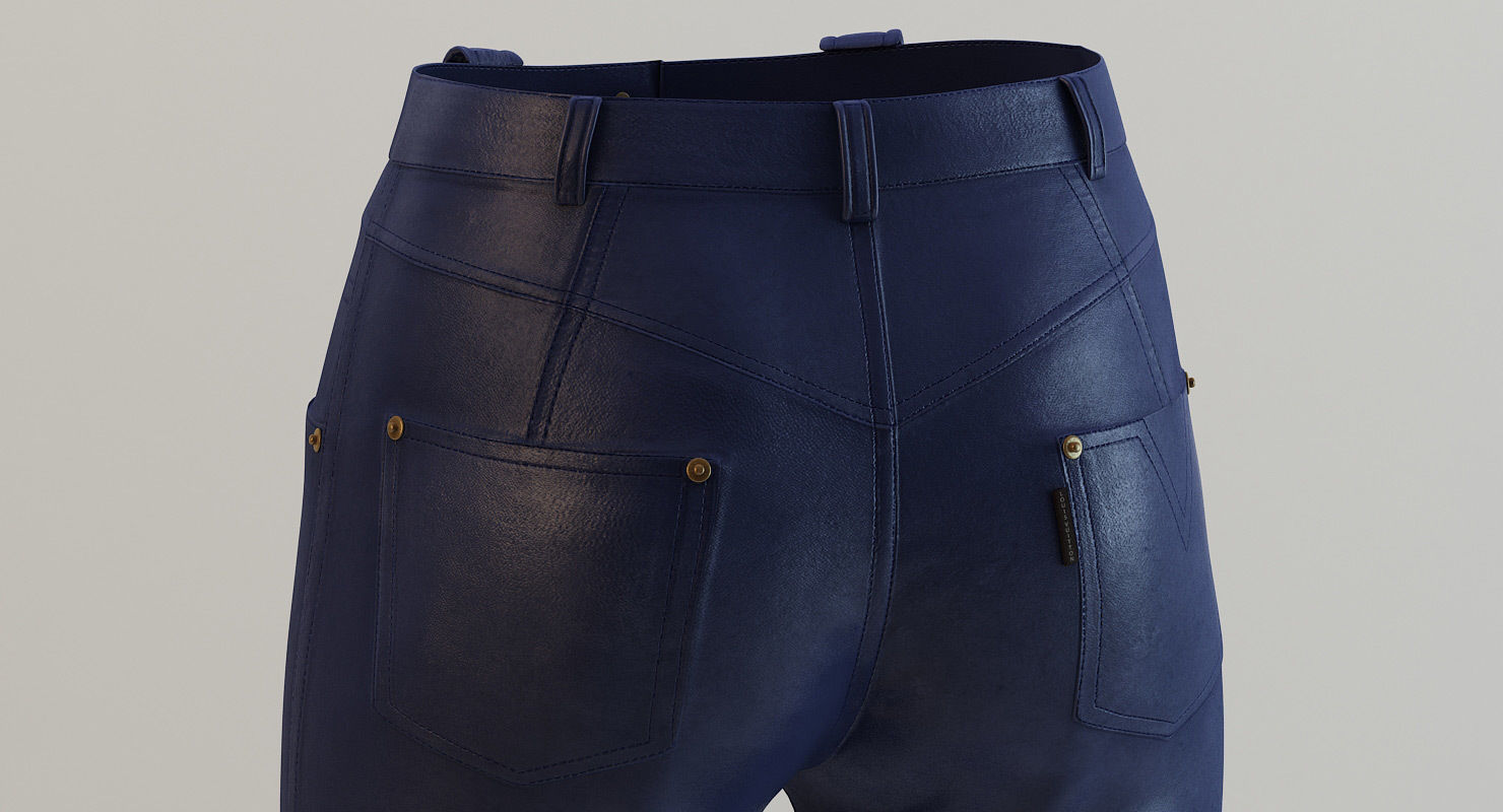 Female Leather Pants Low-poly 3D model_6