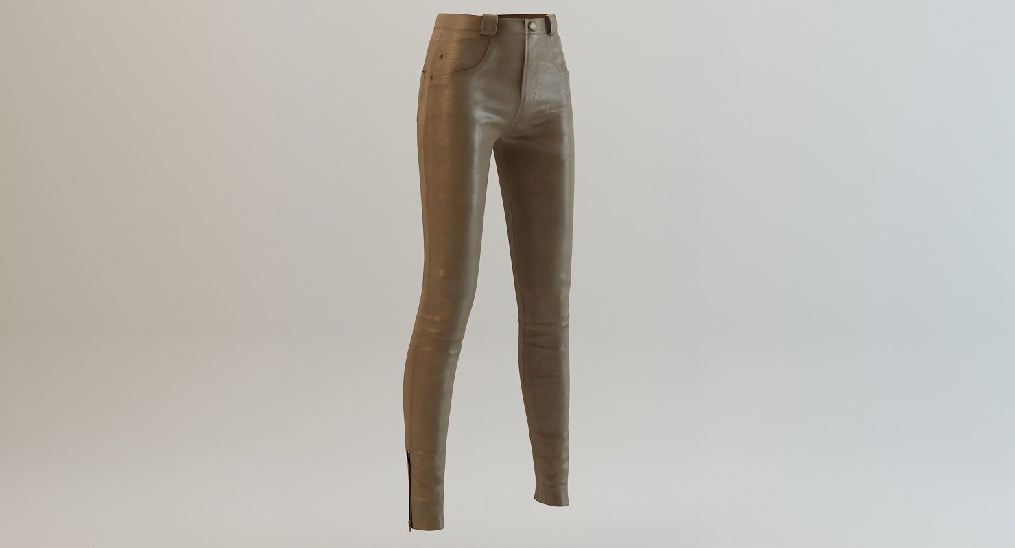 Female Leather Pants Low-poly 3D model_10