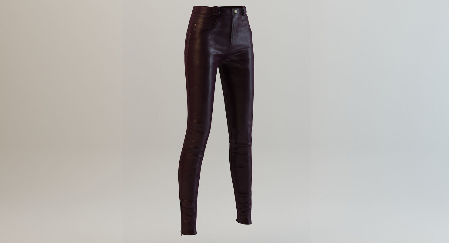 Female Leather Pants Low-poly 3D model_16