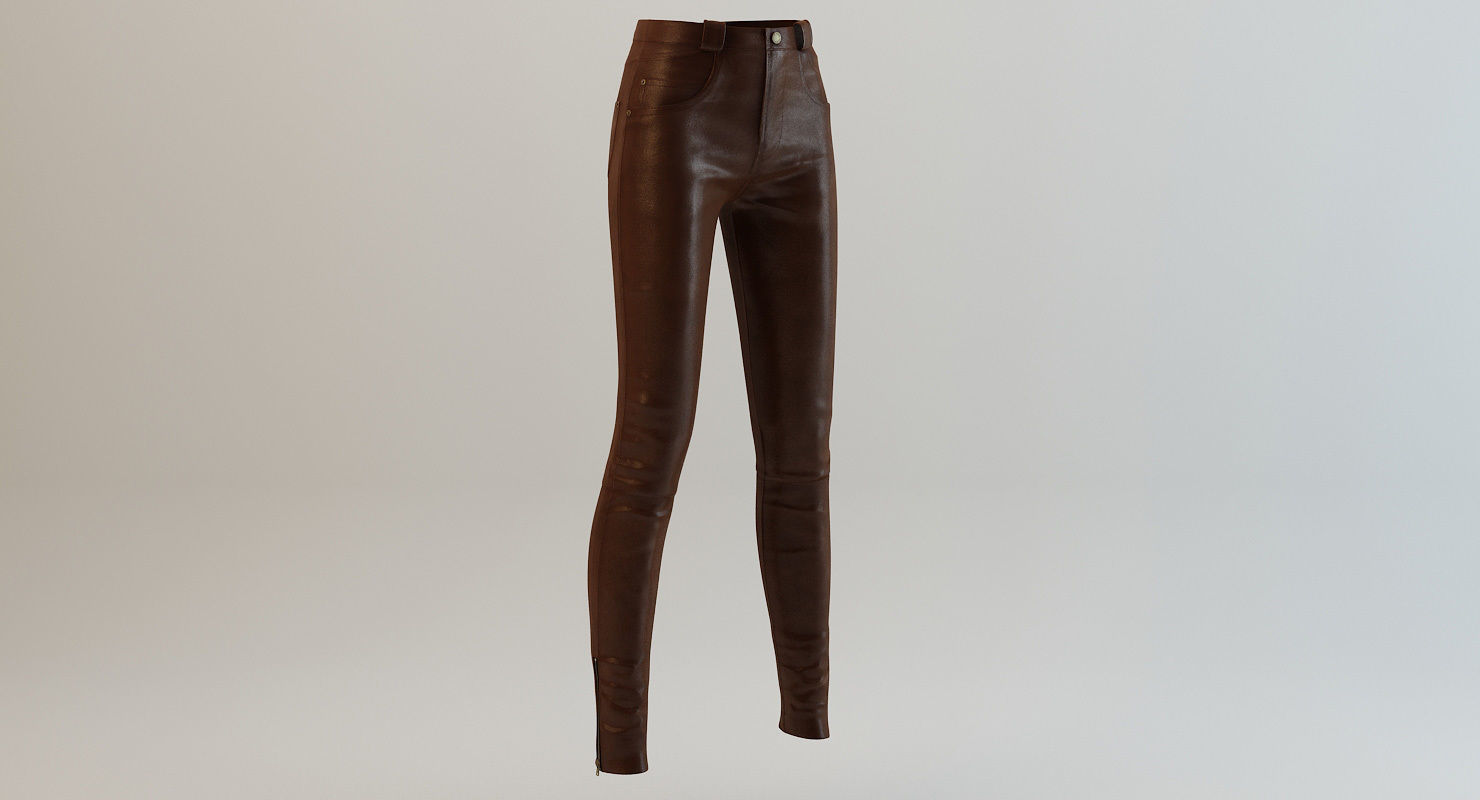 Female Leather Pants Low-poly 3D model_12