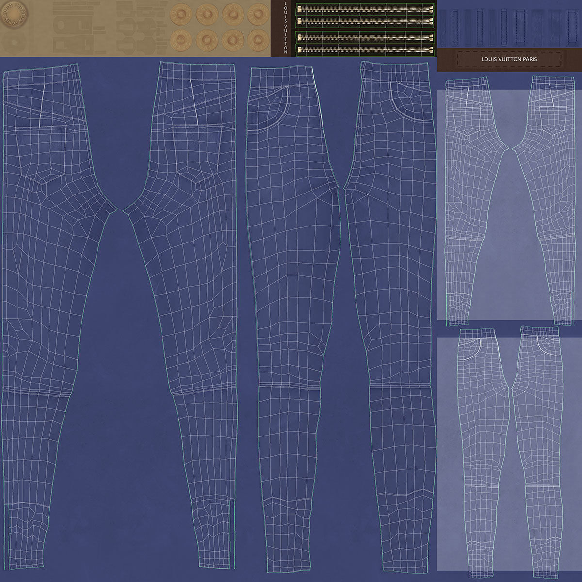 Female Leather Pants Low-poly 3D model_26