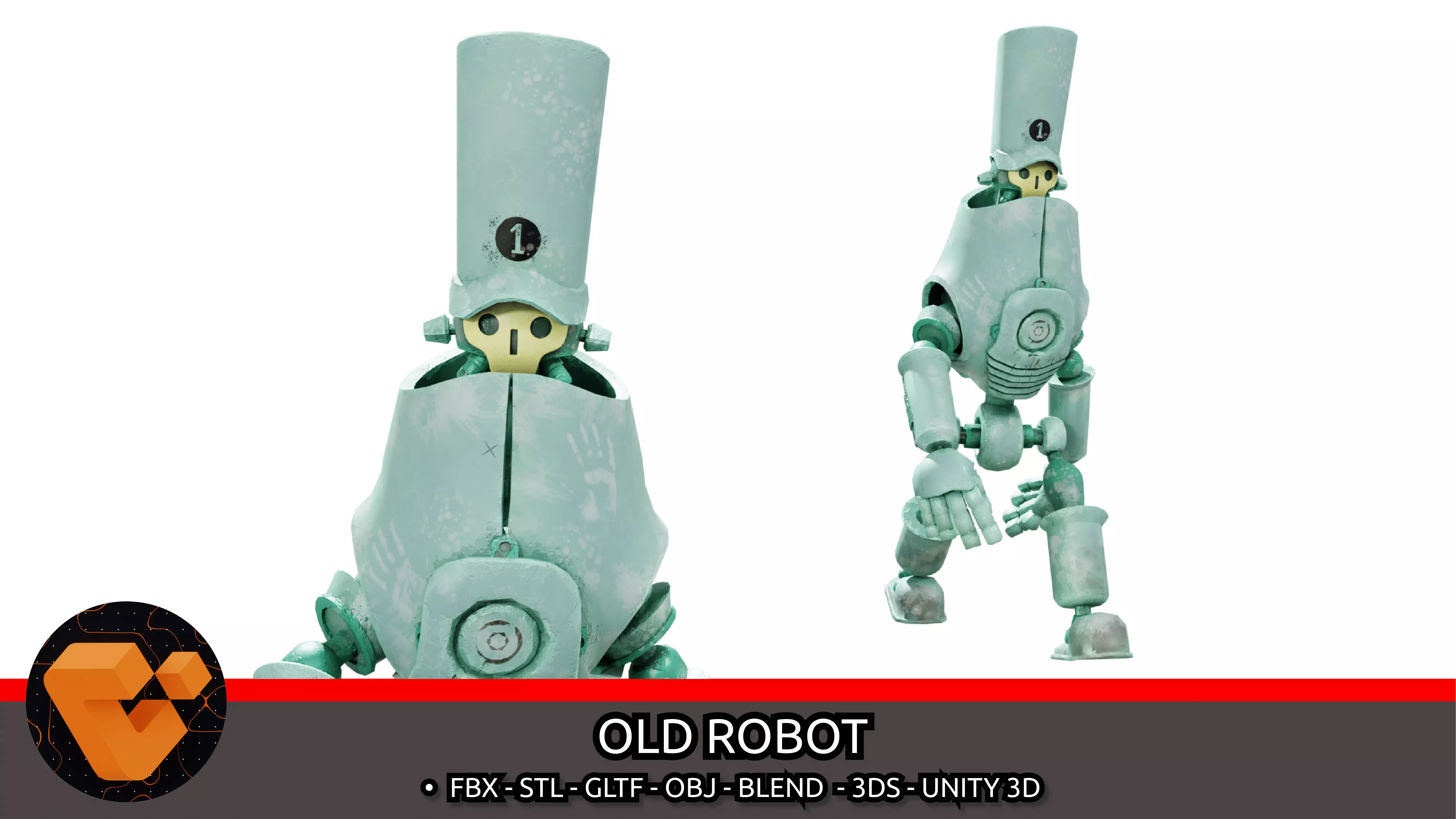Old Robot Low-poly 3D model_0
