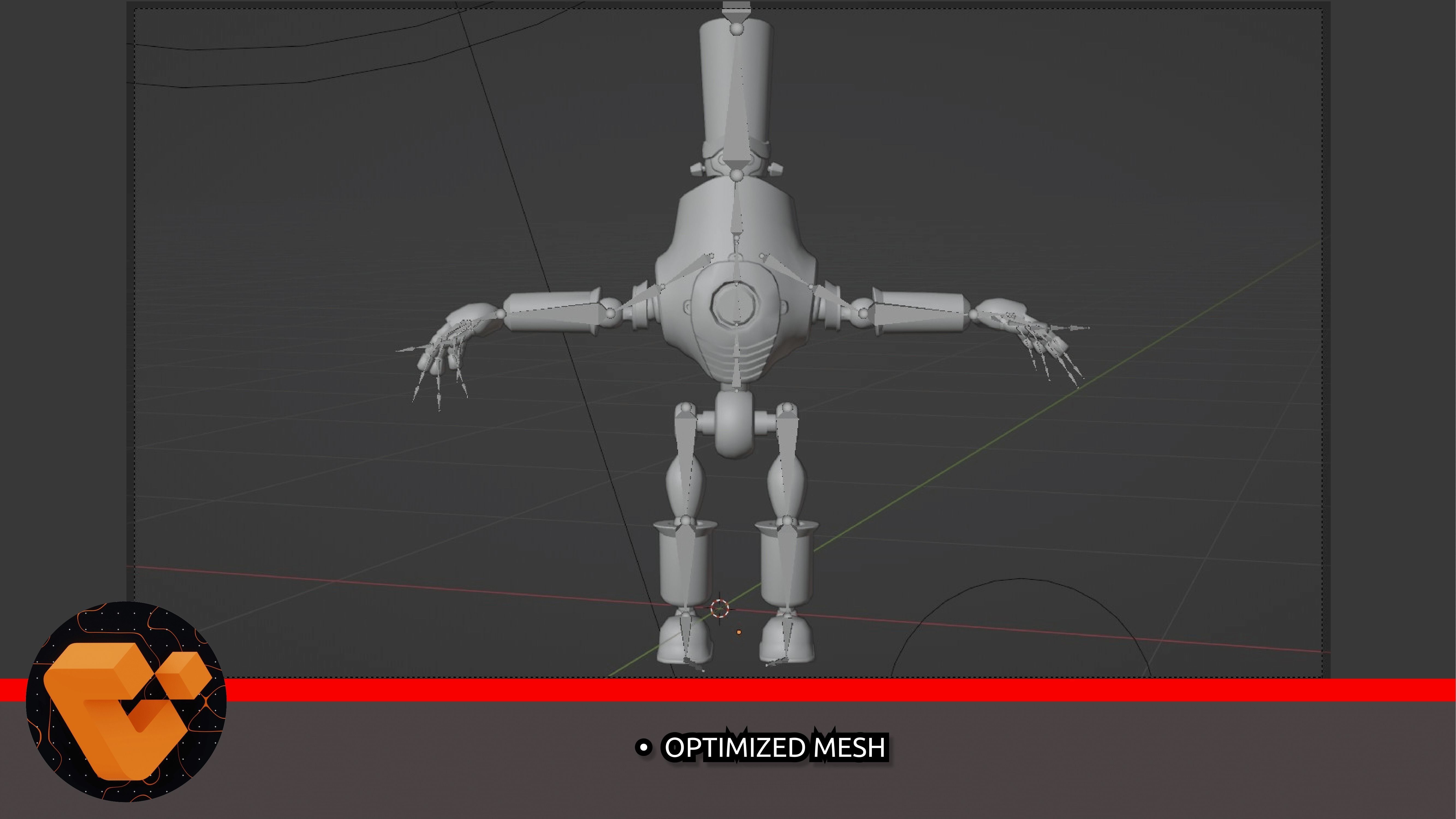 Old Robot Low-poly 3D model_3