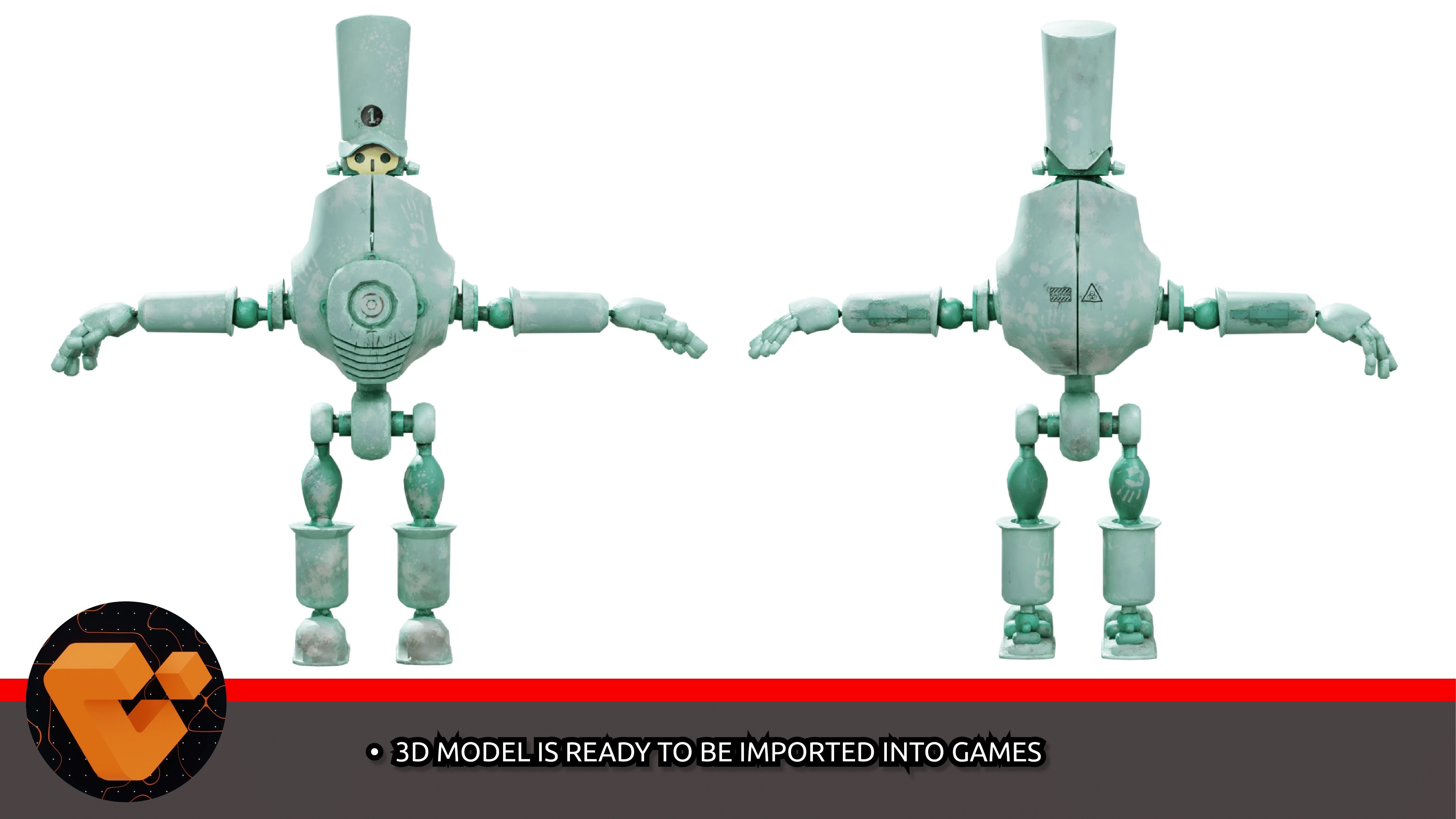 Old Robot Low-poly 3D model_1
