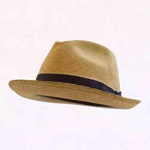 Straw Fedora Hat Low-poly 3D model