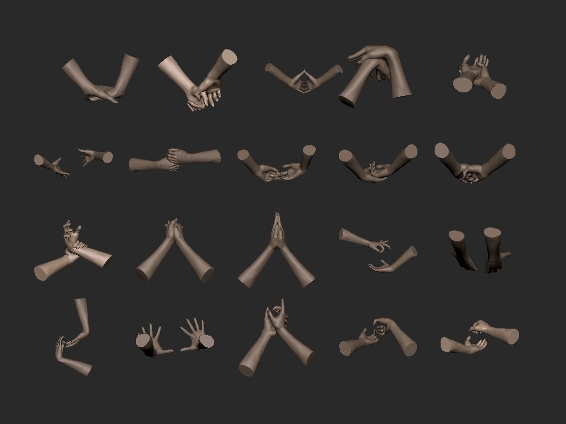 Female Hand in 20 Poses 3D Model 3D print model_1