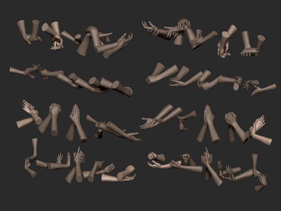 Female Hand in 20 Poses 3D Model 3D print model_2