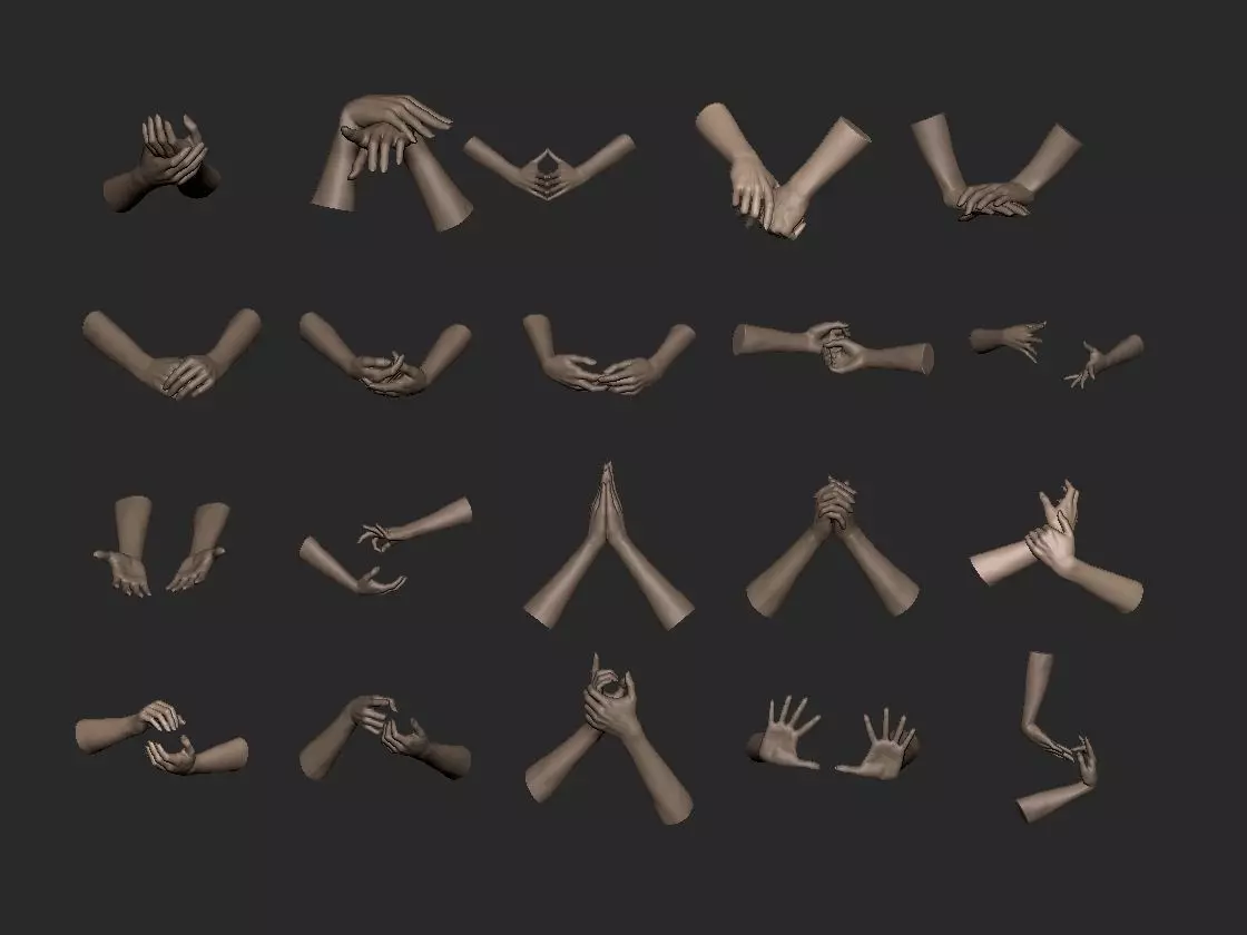Female Hand in 20 Poses 3D Model 3D print model_0