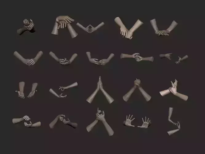 Female Hand in 20 Poses 3D Model 3D print model