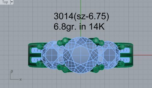 3-Stone diamond ring 3014 3D print model  3D print model_4