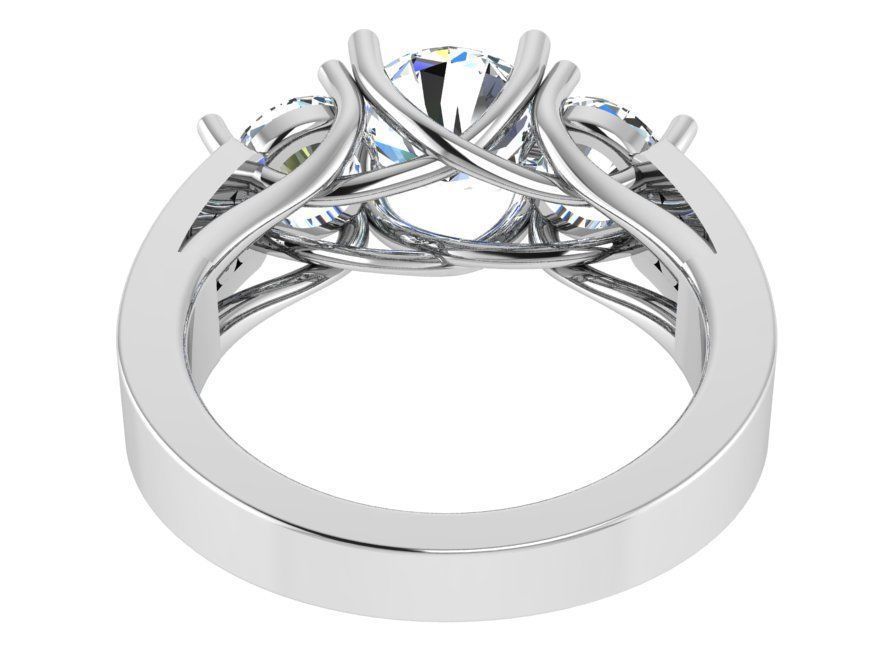 3-Stone diamond ring 3014 3D print model  3D print model_3