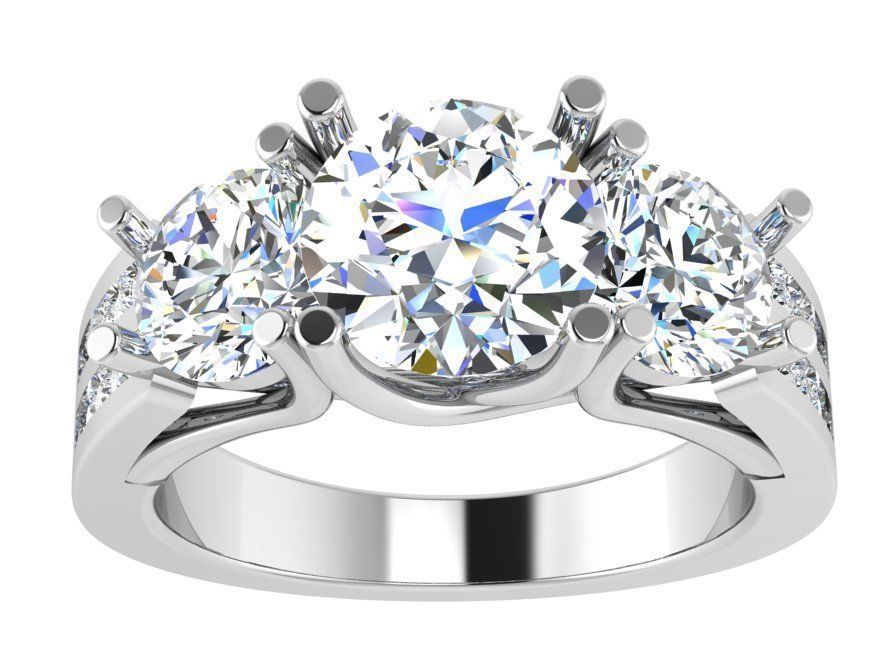 3-Stone diamond ring 3014 3D print model  3D print model_2