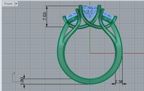 3-Stone diamond ring 3014 3D print model  3D print model_5