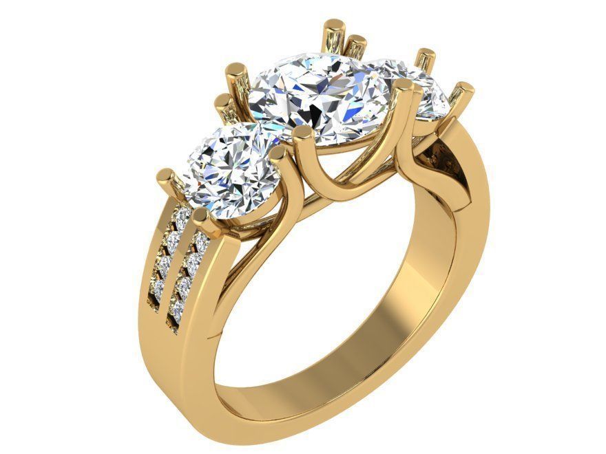 3-Stone diamond ring 3014 3D print model  3D print model_1