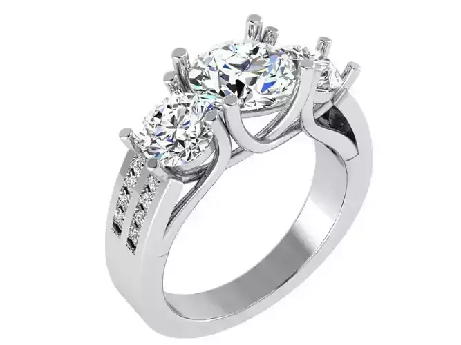 3-Stone diamond ring 3014 3D print model 