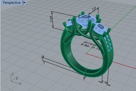 3-Stone diamond ring 3014 3D print model  3D print model_7