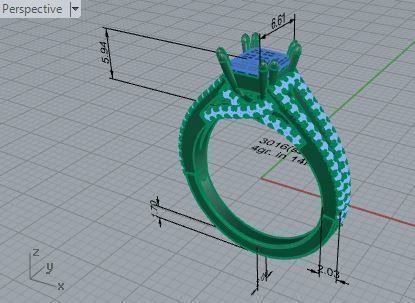 2-Row bright diamond ring 3016 3D print model 3D print model_7