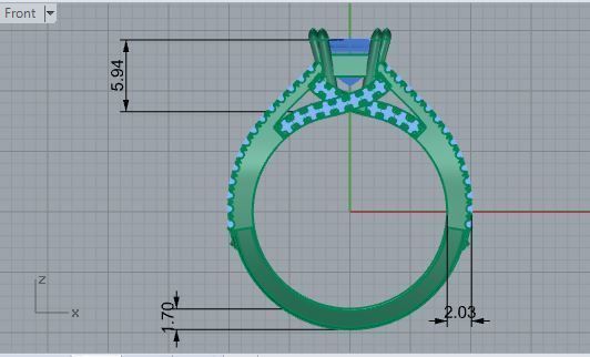 2-Row bright diamond ring 3016 3D print model 3D print model_5