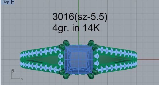 2-Row bright diamond ring 3016 3D print model 3D print model_4