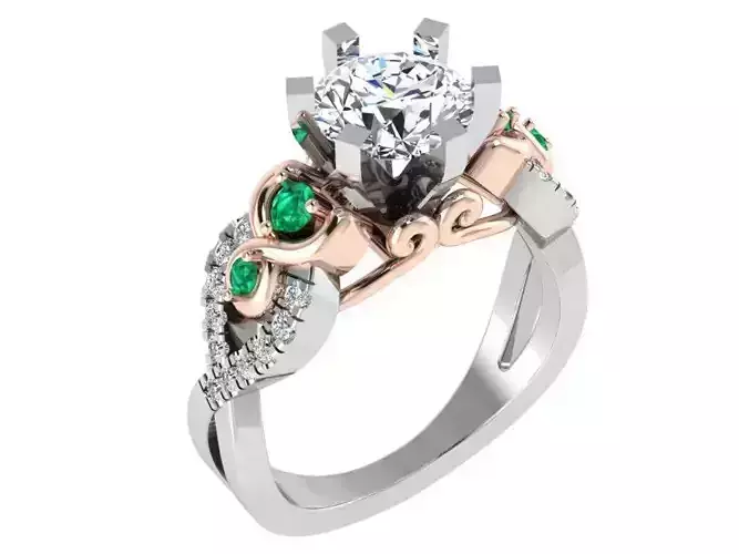 Green and white diamond ring 3017 3D print model